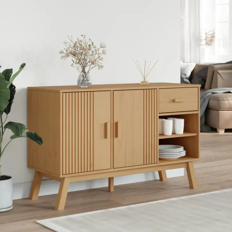 Klassiek dressoir van massief grenenhout met houten poten - Dressoirs & buffetkasten