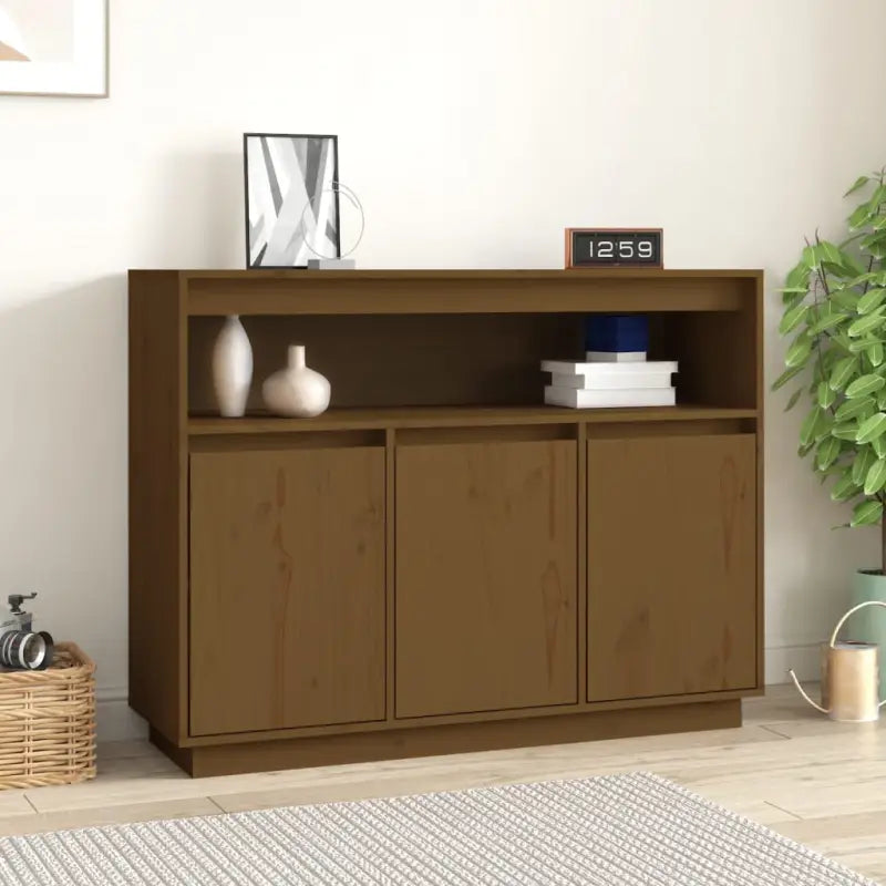 Klassiek dressoir van massief grenenhout met rustieke uitstraling - Honingbruin / 1 - Dressoirs & buffetkasten