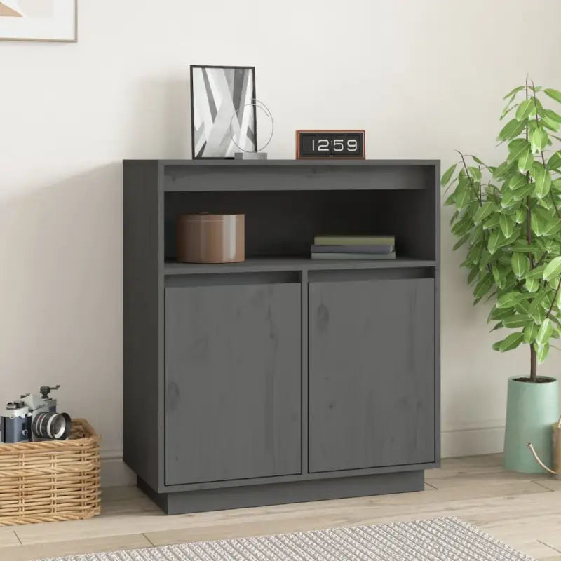 Klassiek dressoir van massief grenenhout met rustieke uitstraling - Grijs / 1 - Dressoirs & buffetkasten
