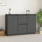 Klassiek dressoir van massief grenenhout met rustieke uitstraling - Grijs / 1 - Dressoirs & buffetkasten