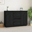 Klassiek dressoir van massief grenenhout met rustieke uitstraling - Zwart / 1 - Dressoirs & buffetkasten