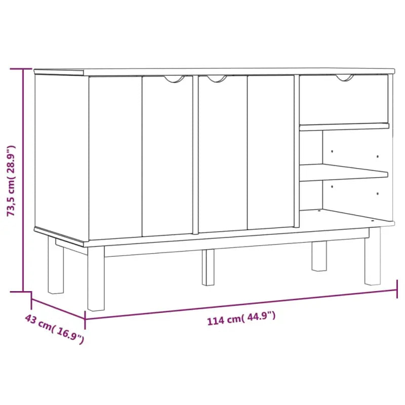 Klassiek dressoir van massief grenenhout met Scandinavisch design - Bruin / 1 - Dressoirs & buffetkasten