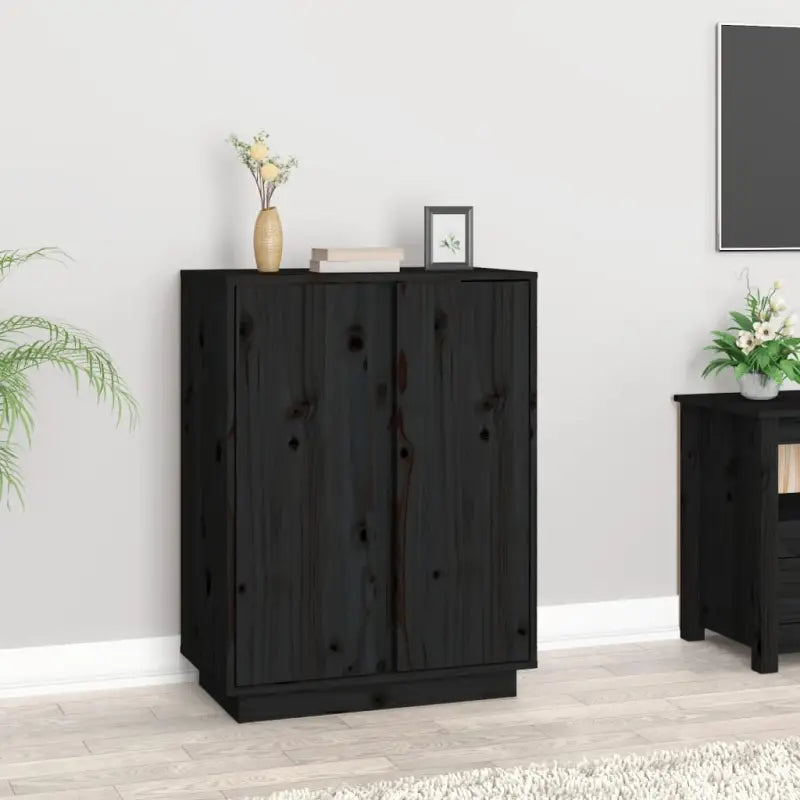 Klassiek dressoir van massief grenenhout voor een tijdloze uitstraling - Zwart / 1 - Dressoirs & buffetkasten