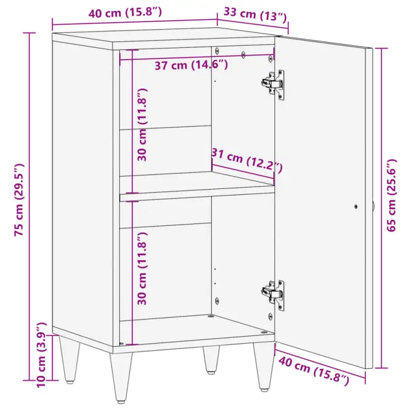 Klassiek dressoir van massief mangohout met houten poten - Dressoirs & buffetkasten