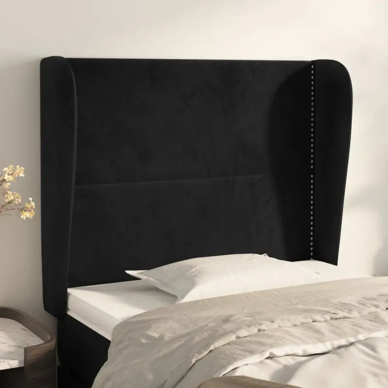 Klassiek fluweel hoofdbord met trendy ontwerp inclusief levering bevat - Zwart / 93 x 23 x 118/128 cm / 1 - Hoofdborden