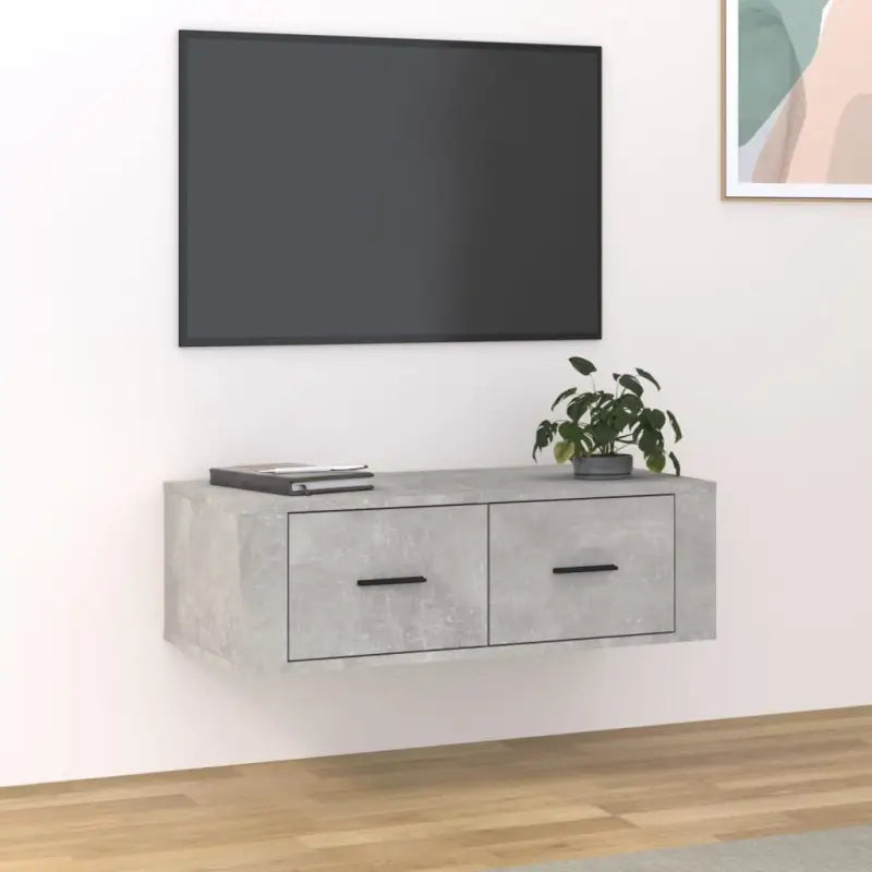 Klassiek Hangend Tv-Meubel van Behandeld Hout voor Gemakkelijk Schoonmaken - Betongrijs / 1 - Tv-meubels