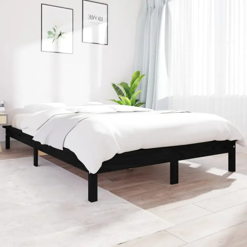 Klassiek houten bed met massief grenenhout voor een moderne slaapkamer - Zwart / 200 x 200 cm - Bedden & bedframes