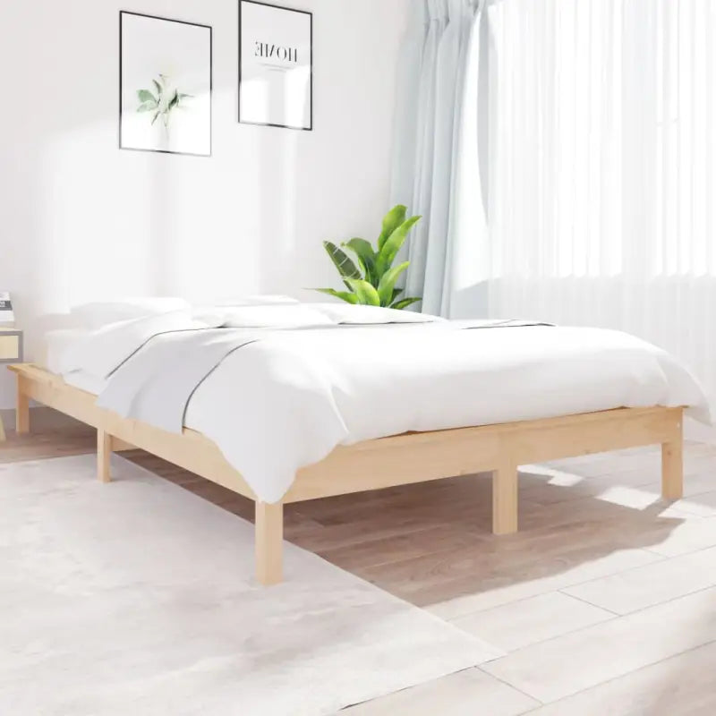 Klassiek houten bed met massief grenenhout voor een moderne slaapkamer - Naturel / 150 x 200 cm - Bedden & bedframes