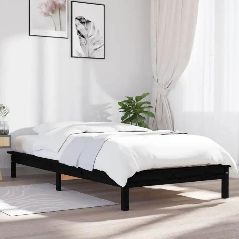 Klassiek houten bed met massief grenenhout voor een moderne slaapkamer - Zwart / 100 x 200 cm - Bedden & bedframes