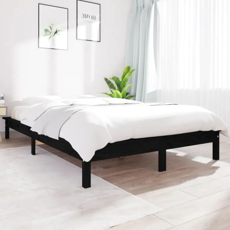 Klassiek houten bed met massief grenenhout voor een moderne slaapkamer - Zwart / 140 x 190 cm - Bedden & bedframes