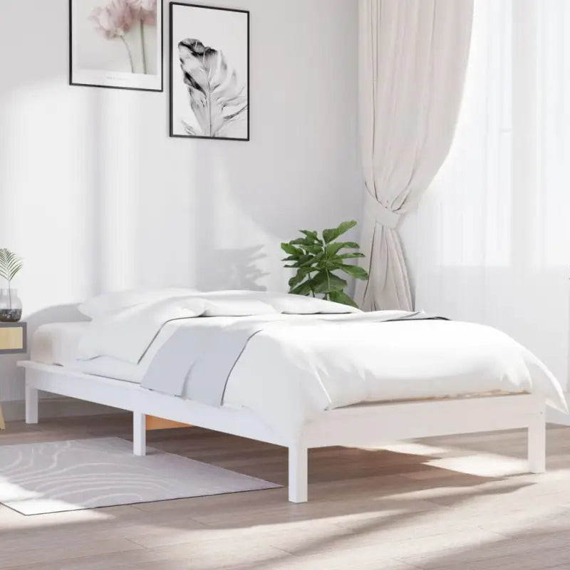Klassiek houten bed met massief grenenhout voor een moderne slaapkamer - Wit / 90 x 200 cm - Bedden & bedframes