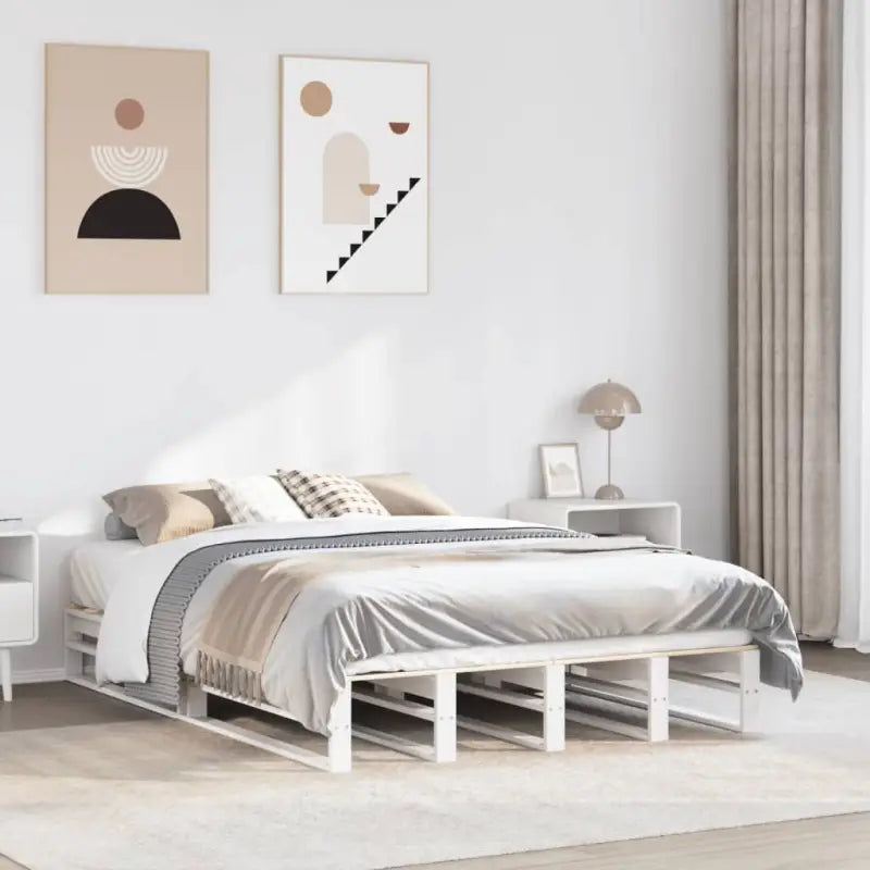 Klassiek houten bed met massief grenenhout voor een moderne slaapkamer - Wit / 150 x 200 cm - Bedden & bedframes