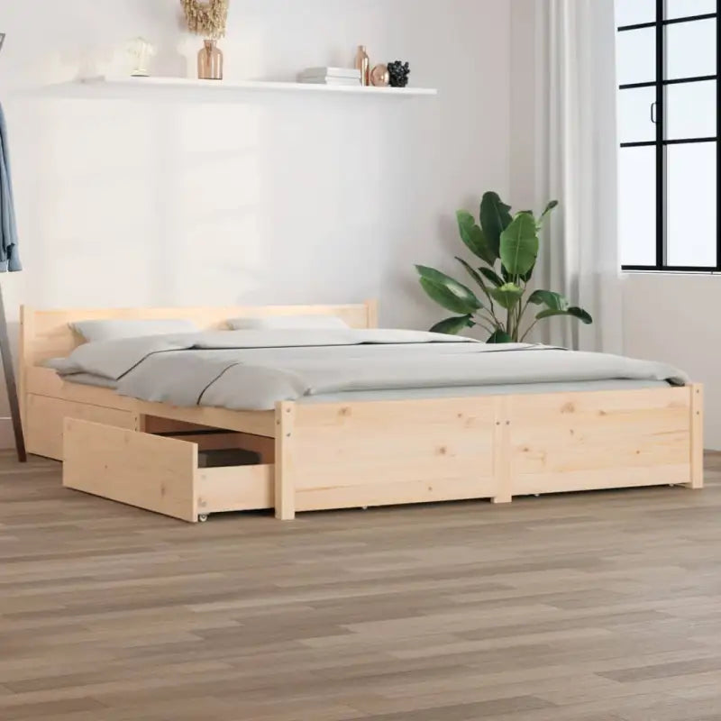 Klassiek houten bed van massief grenenhout met levering bevat - Naturel / 135 x 190 cm - Bedden & bedframes