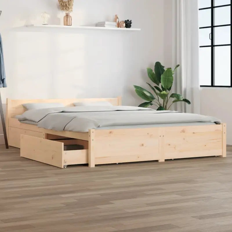 Klassiek houten bed van massief grenenhout met levering bevat - Naturel / 140 x 200 cm - Bedden & bedframes