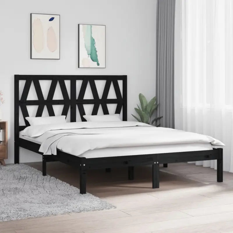 Klassiek houten bedframe van massief grenenhout met levering bevat - Zwart / 140 x 190 cm - Bedden & bedframes