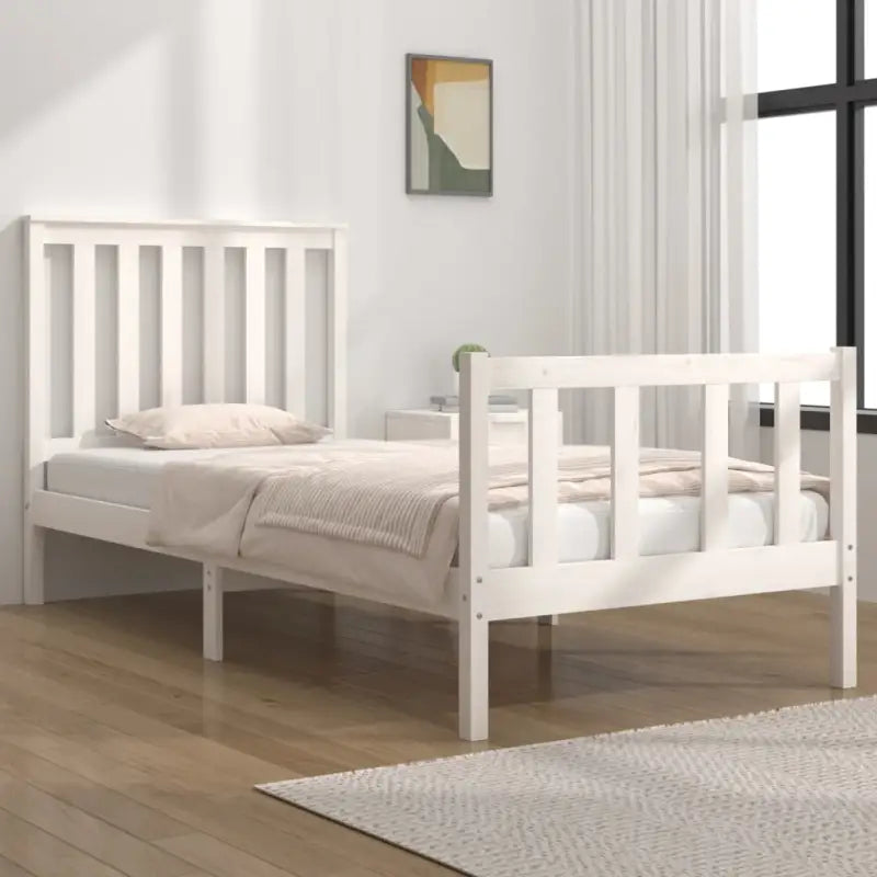 Klassiek houten bedframe van massief grenenhout met levering bevat - Wit / 75 x 190 cm - Bedden & bedframes