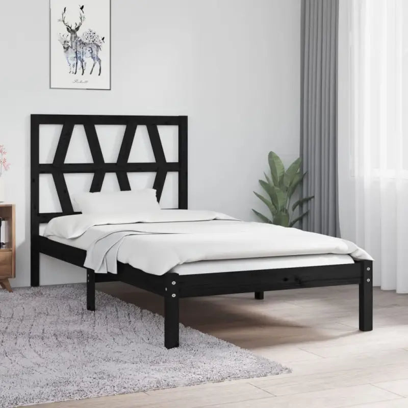 Klassiek houten bedframe van massief grenenhout met levering bevat - Zwart / 100 x 200 cm - Bedden & bedframes