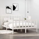 Klassiek houten bedframe van massief grenenhout voor rust en comfort - Wit / 135 x 190 cm - Bedden & bedframes