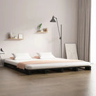 Klassiek houten palletbed van massief grenenhout voor een moderne slaapkamer - Zwart / 135 x 190 cm - Bedden & bedframes