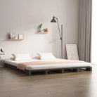 Klassiek houten palletbed van massief grenenhout voor een moderne slaapkamer - Grijs / 140 x 190 cm - Bedden & bedframes