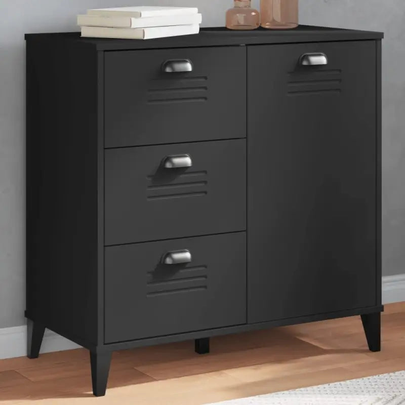 Klassiek industrieel dressoir van bewerkt hout met duurzame afwerking - Zwart / 1 - Dressoirs & buffetkasten