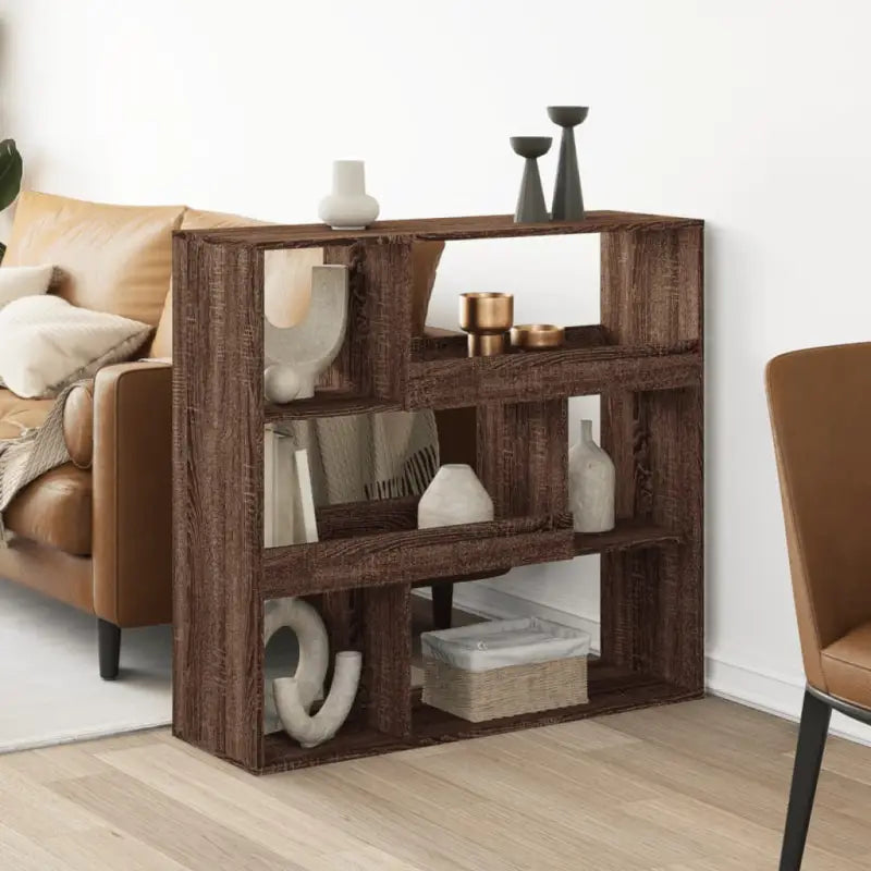 Klassiek kamerscherm van bewerkt hout voor decoratie en praktische gebruik - bruin eikenkleur / 1 / 94.5 cm
