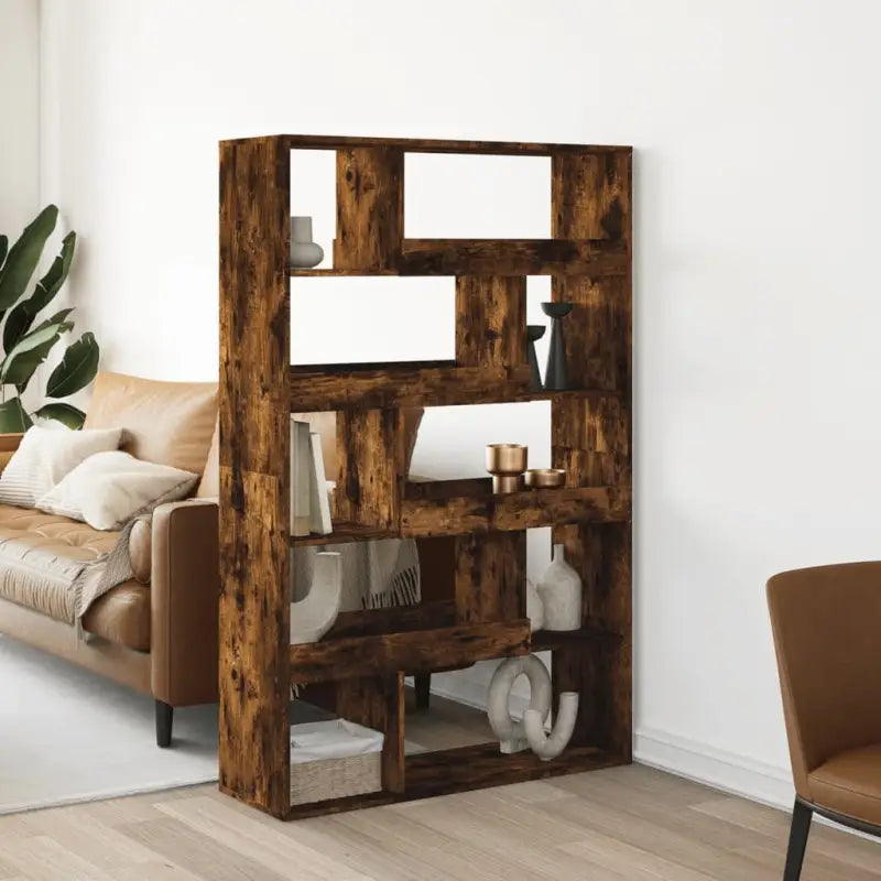 Klassiek kamerscherm van bewerkt hout voor decoratie en praktische gebruik - Gerookt eiken / 1 / 156.5 cm - Boekenkasten