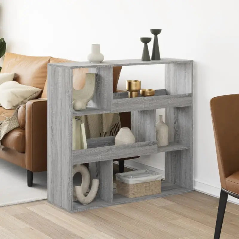 Klassiek kamerscherm van bewerkt hout voor decoratie en praktische gebruik - Grijs sonoma / 1 / 94.5 cm - Boekenkasten