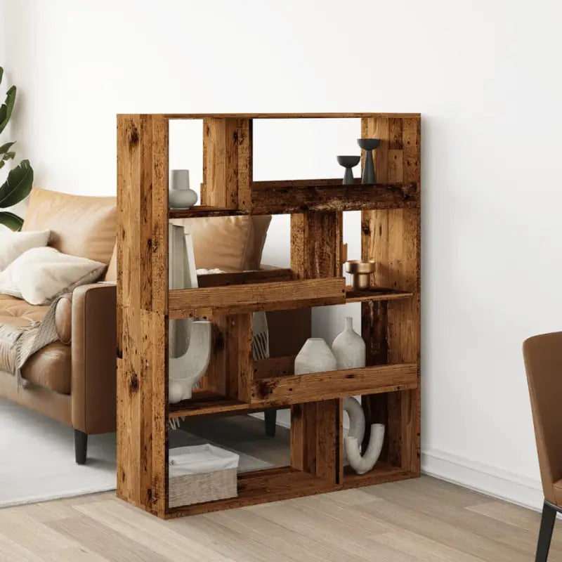 Klassiek kamerscherm van bewerkt hout voor decoratie en praktische gebruik - Oud hout / 1 / 125.5 cm - Boekenkasten