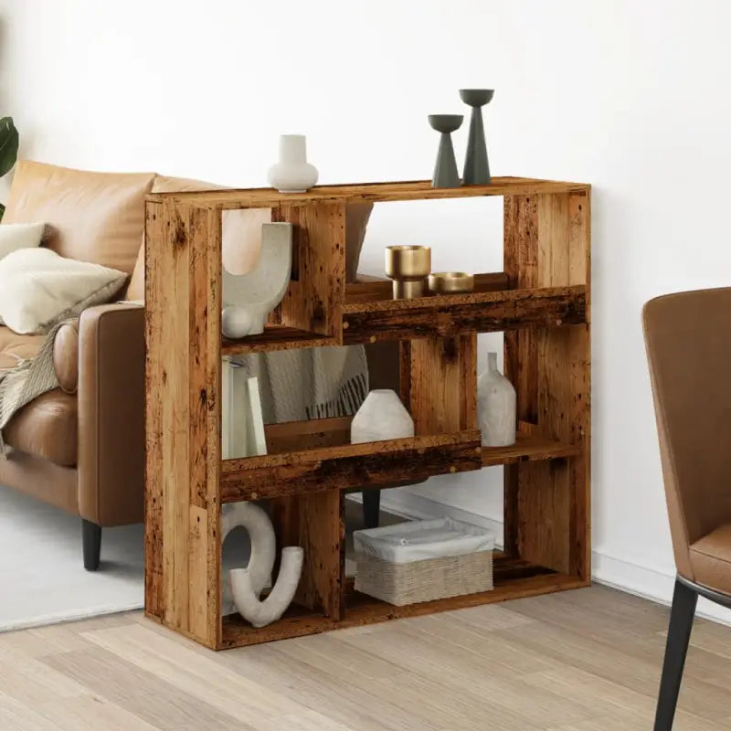 Klassiek kamerscherm van bewerkt hout voor decoratie en praktische gebruik - Oud hout / 1 / 94.5 cm - Boekenkasten