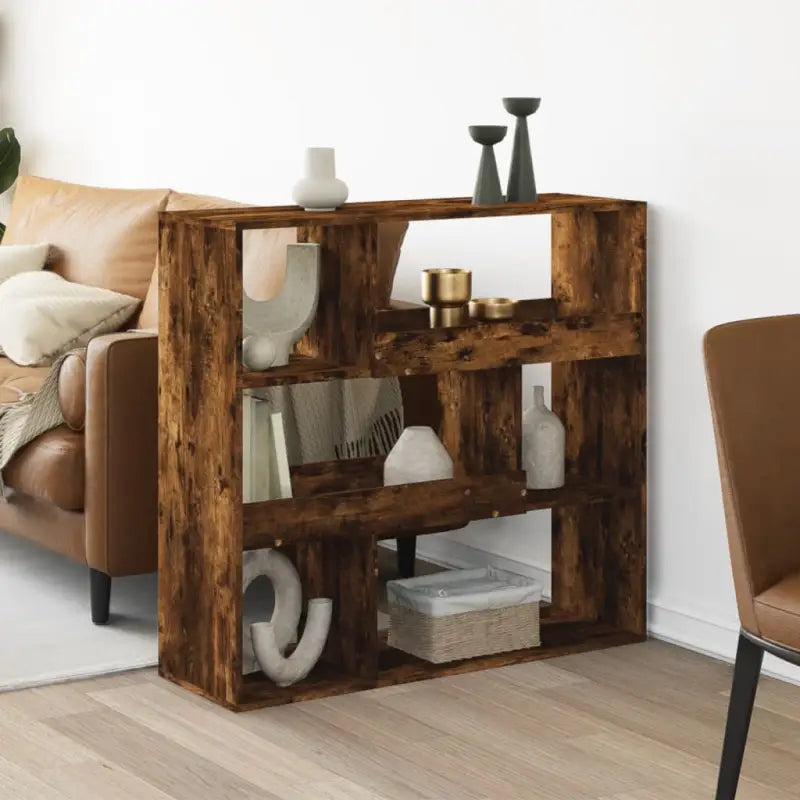 Klassiek kamerscherm van bewerkt hout voor decoratie en praktische gebruik - Gerookt eiken / 1 / 94.5 cm - Boekenkasten