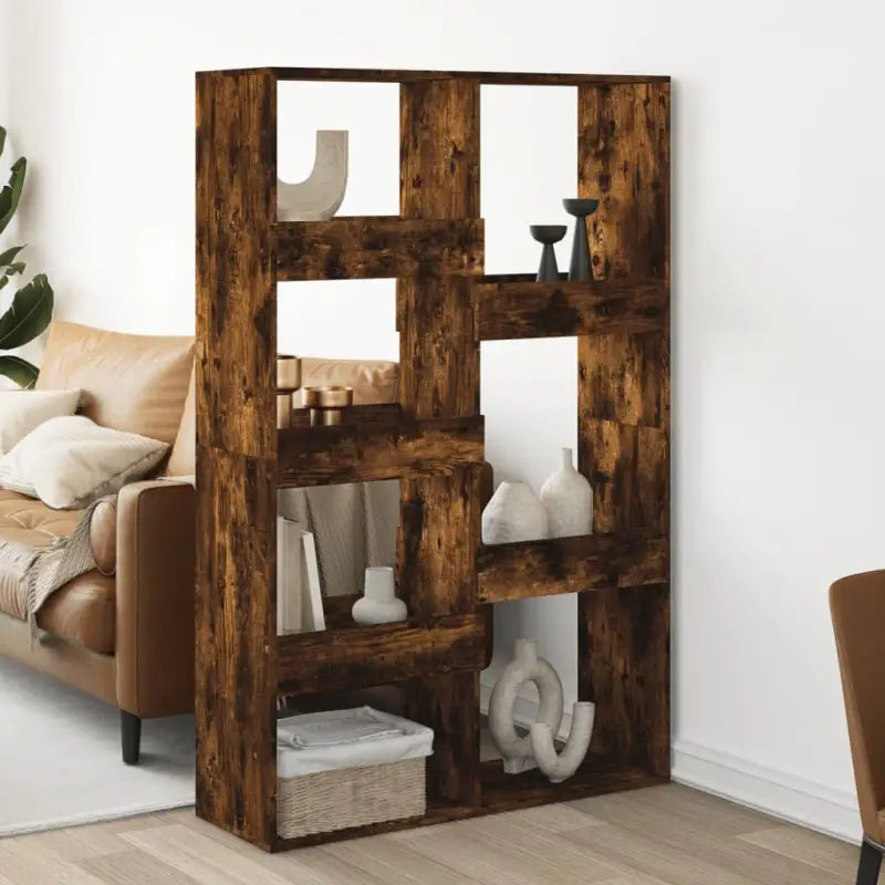 Klassiek kamerscherm van bewerkt hout voor modern interieur - Gerookt eiken / 1 / 155.5 cm - Boekenkasten