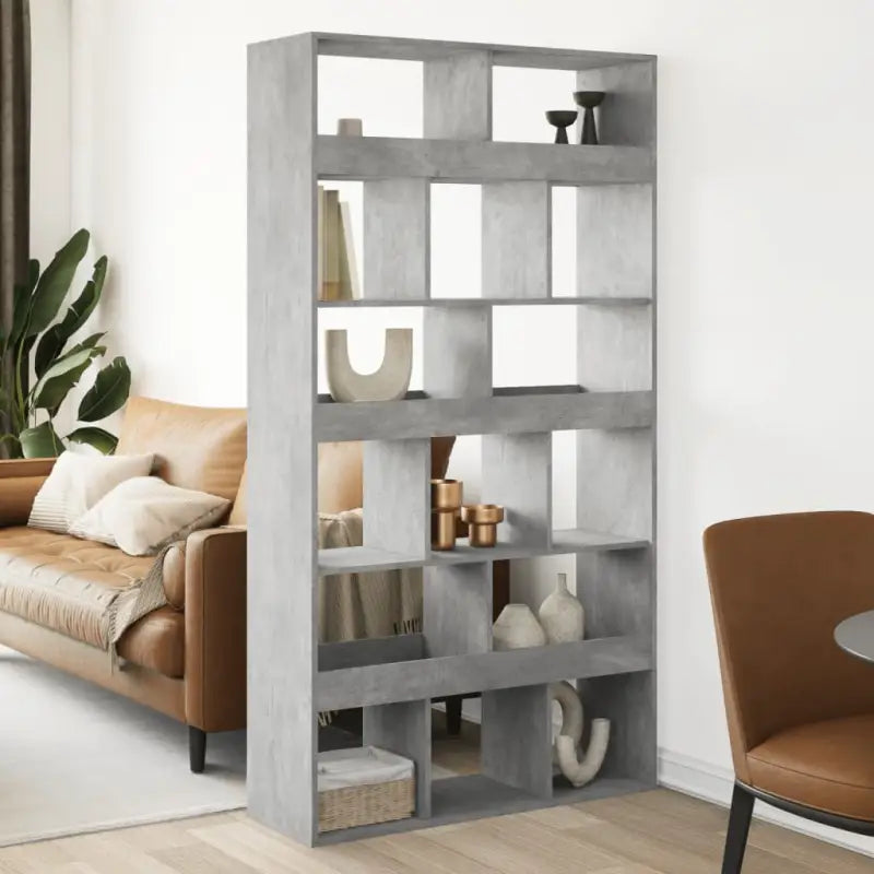 Klassiek kamerscherm van bewerkt hout voor stijl en functionaliteit - Betongrijs / 1 / 187.5 cm - Boekenkasten