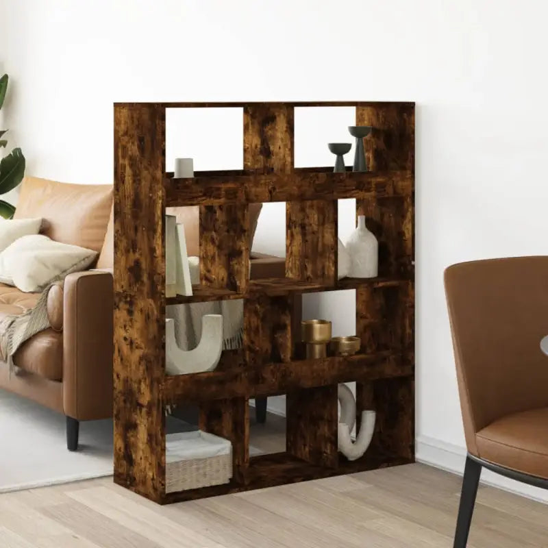 Klassiek kamerscherm van bewerkt hout voor stijl en functionaliteit - Gerookt eiken / 1 / 125.5 cm - Boekenkasten