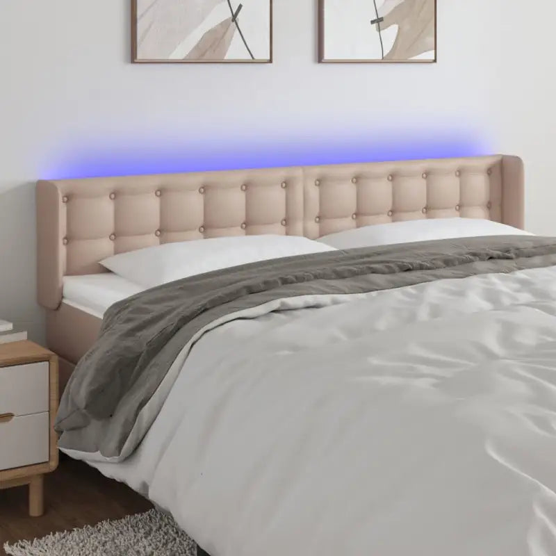Klassiek LED Hoofdbord 147x16x118 met Kunstleer voor Slaapkamer - Cappuccino / 183 x 16 x 78/88 cm / 1 - Hoofdborden
