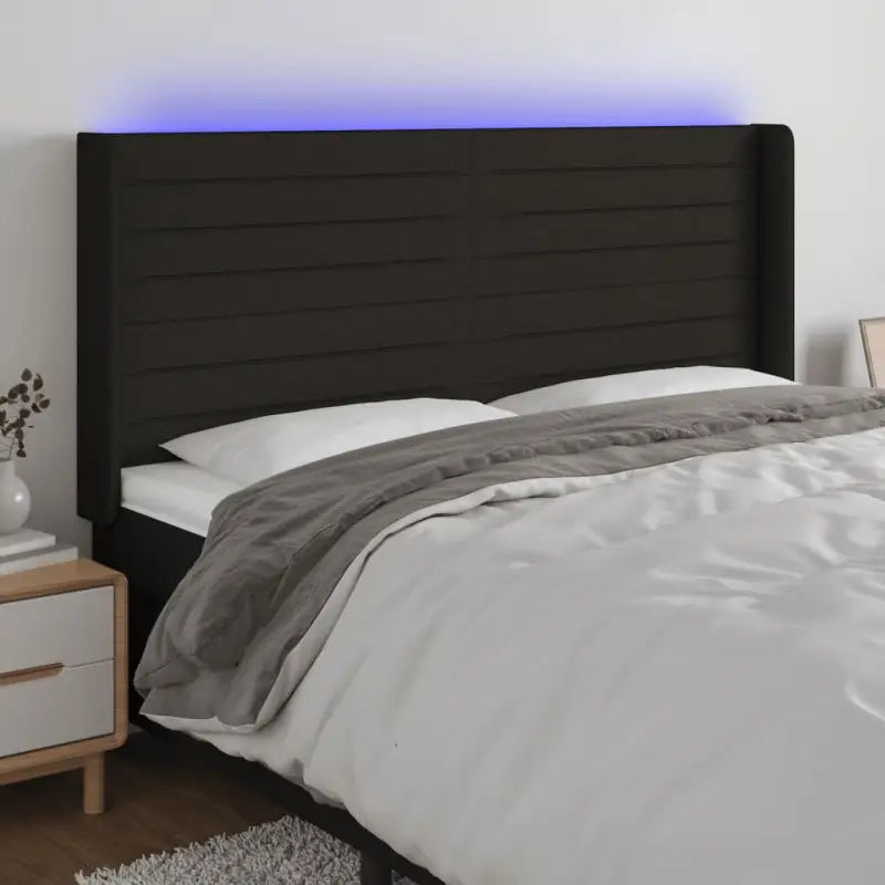 Klassiek LED Hoofdbord 147x16x118 voor een moderne slaapkamer uitstraling - Zwart / 183 x 16 x 118/128 cm / 1