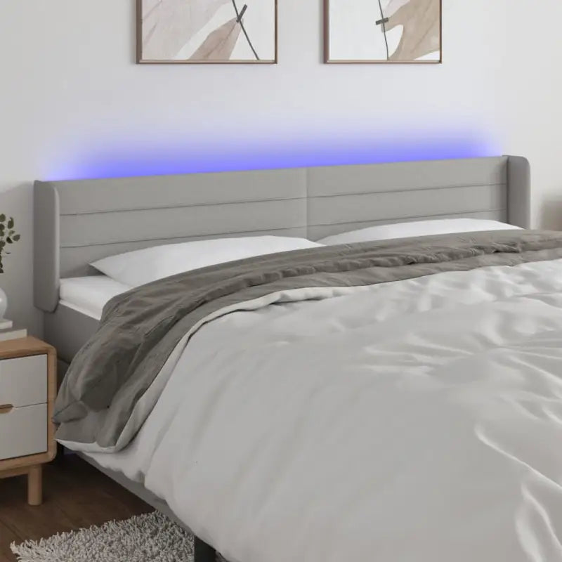 Klassiek LED Hoofdbord 147x16x118 voor een moderne slaapkamer uitstraling - Lichtgrijs / 203 x 16 x 78/88 cm / 1