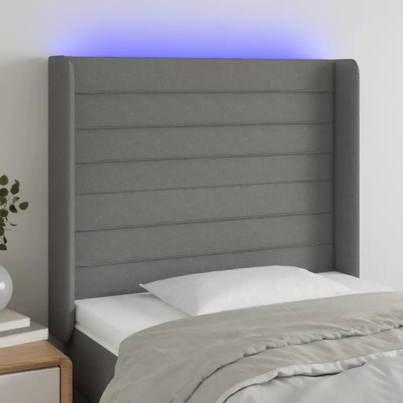 Klassiek LED Hoofdbord 147x16x118 voor een moderne slaapkamer uitstraling - Donkergrijs / 93 x 16 x 118/128 cm / 1