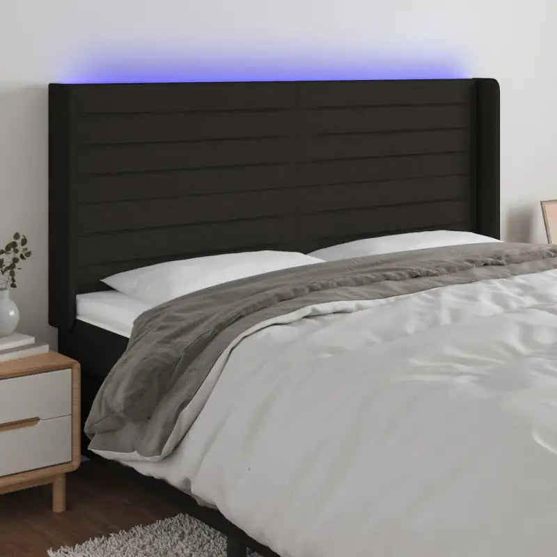 Klassiek LED Hoofdbord 147x16x118 voor een moderne slaapkamer uitstraling - Zwart / 203 x 16 x 118/128 cm / 1