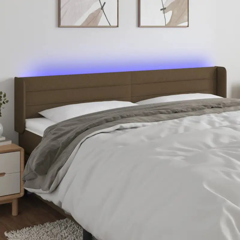 Klassiek LED Hoofdbord 147x16x118 voor een moderne slaapkamer uitstraling - Donkerbruin / 203 x 16 x 78/88 cm / 1