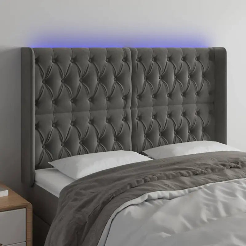 Klassiek LED Hoofdbord en Voetbord voor een moderne slaapkamer - Donkergrijs / 163 x 16 x 118/128 cm / 1 - Hoofdborden