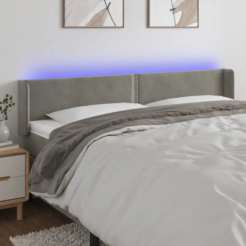 Klassiek LED hoofdbord en voetbord voor een moderne slaapkamer - Lichtgrijs / 183 x 16 x 78/88 cm / 1 - Hoofdborden