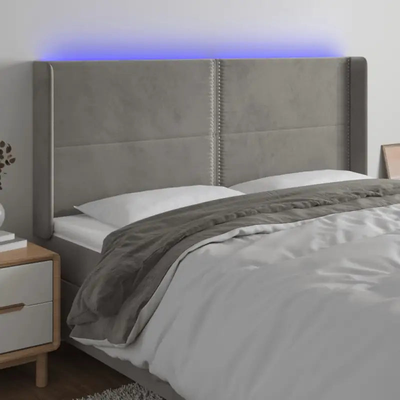 Klassiek LED hoofdbord en voetbord voor een moderne slaapkamer - Lichtgrijs / 183 x 16 x 118/128 cm / 1 - Hoofdborden