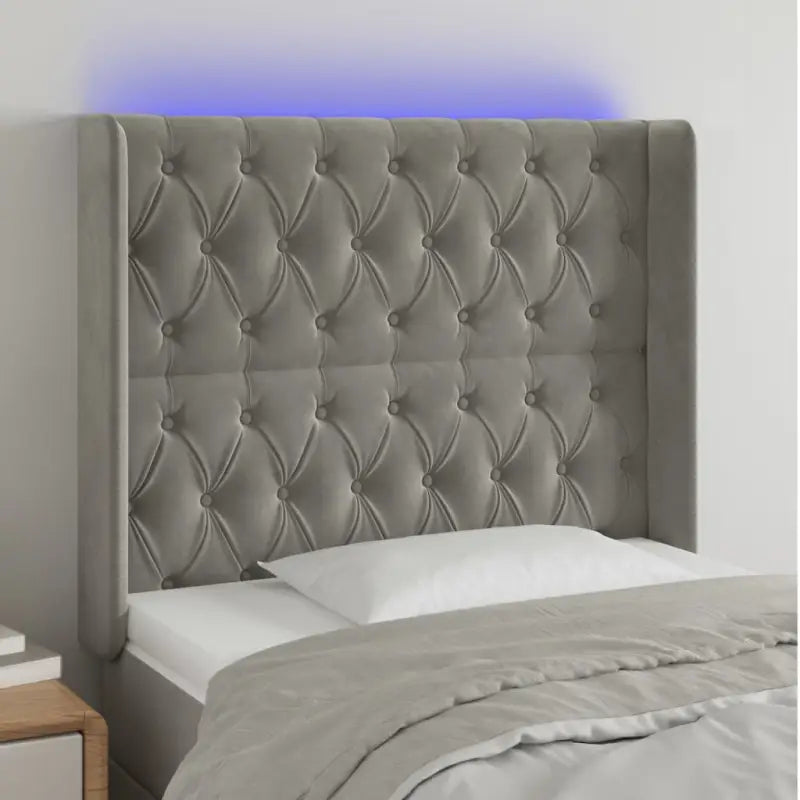 Klassiek LED Hoofdbord en Voetbord voor een moderne slaapkamer - Lichtgrijs / 93 x 16 x 118/128 cm / 1 - Hoofdborden