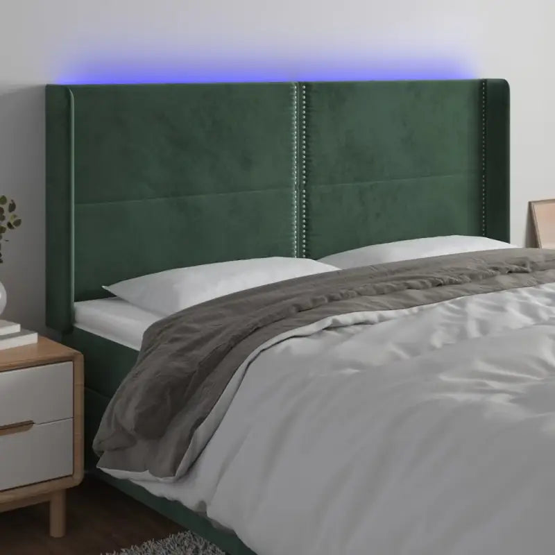 Klassiek LED hoofdbord en voetbord voor een moderne slaapkamer - Donkergroen / 203 x 16 x 118/128 cm / 1 - Hoofdborden