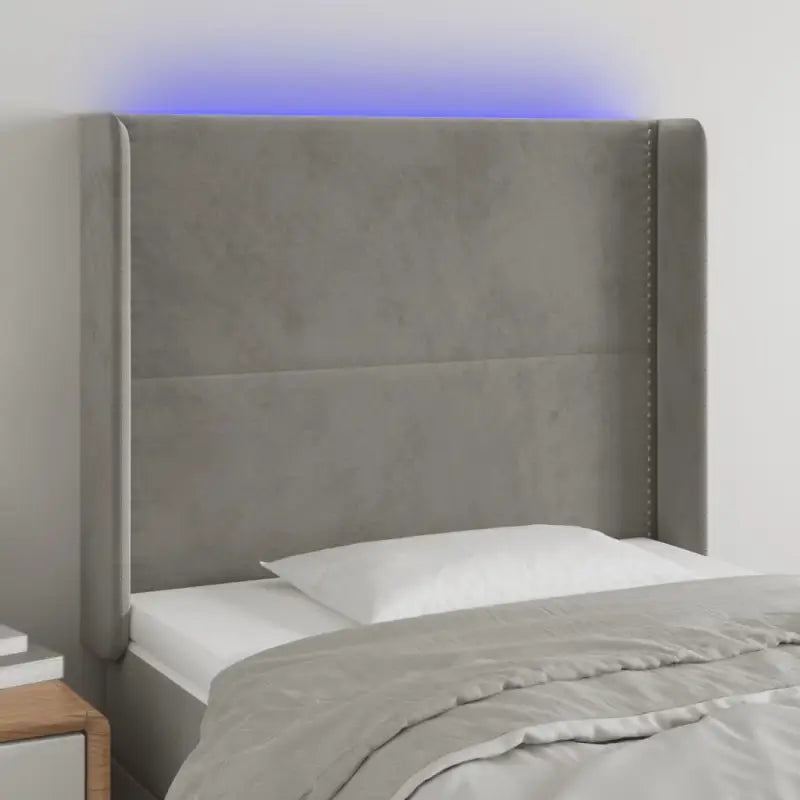 Klassiek LED hoofdbord en voetbord voor een moderne slaapkamer - Lichtgrijs / 103 x 16 x 118/128 cm / 1 - Hoofdborden