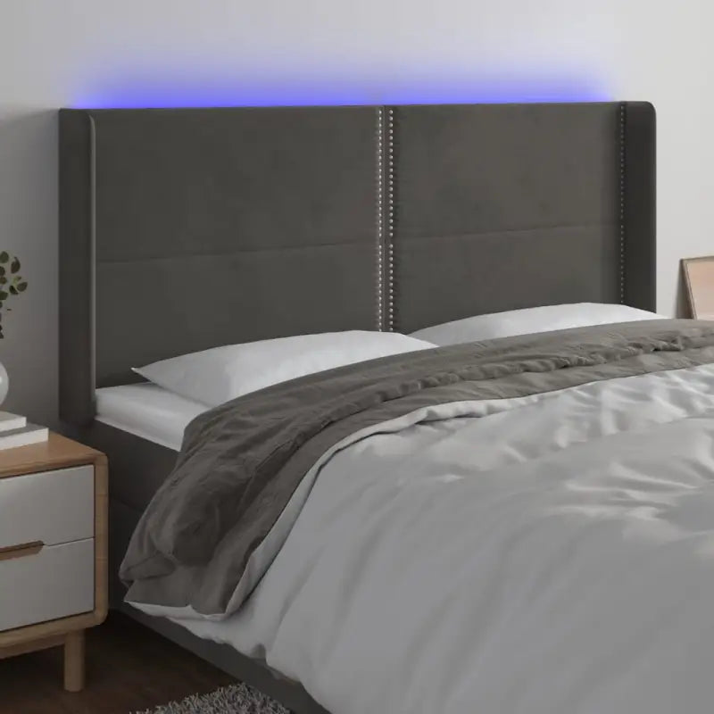 Klassiek LED hoofdbord en voetbord voor een moderne slaapkamer - Donkergrijs / 163 x 16 x 118/128 cm / 1 - Hoofdborden