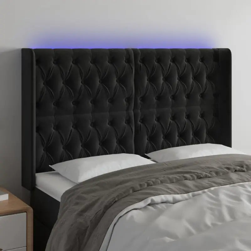 Klassiek LED Hoofdbord en Voetbord voor een moderne slaapkamer - Zwart / 147 x 16 x 118/128 cm / 1 - Hoofdborden
