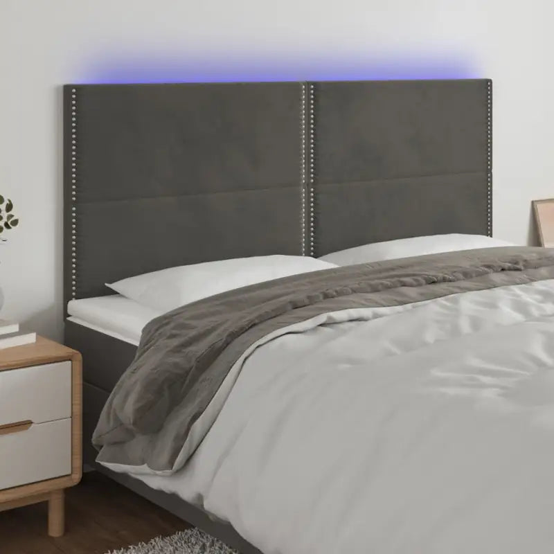 Klassiek LED Hoofdbord en Voetbord voor Moderne Slaapkamer - Donkergrijs / 200 x 5 x 118/128 cm / 1 - Hoofdborden