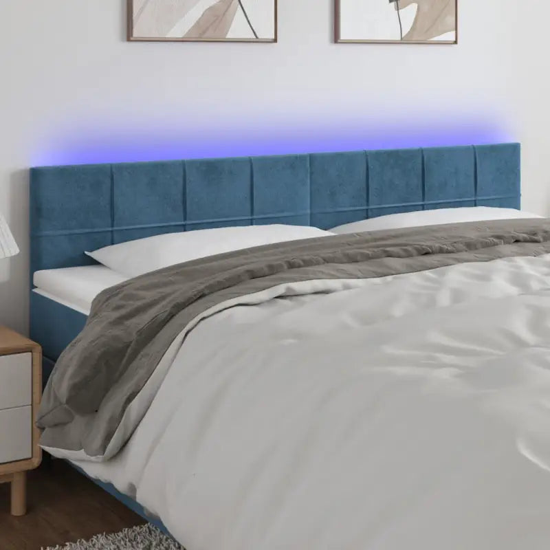 Klassiek LED Hoofdbord en Voetborden voor een Modern Slaapkamergevoel - Donkerblauw / 180 x 5 x 78/88 cm / 1